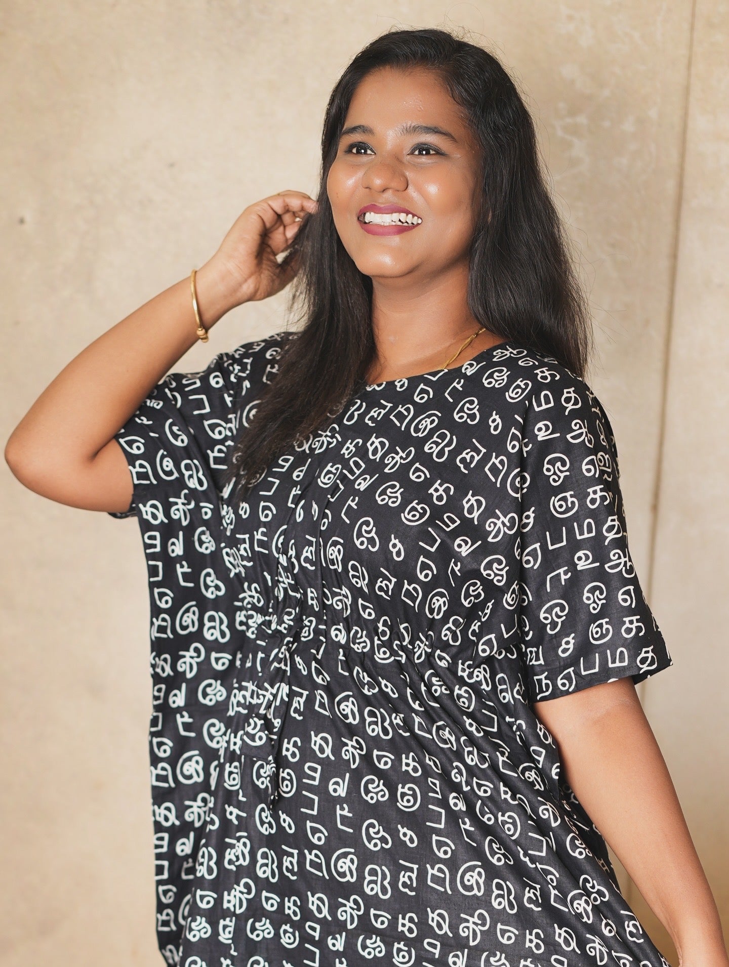 Trending Tamil Letters Pure Cotton Kaftan - ALP003